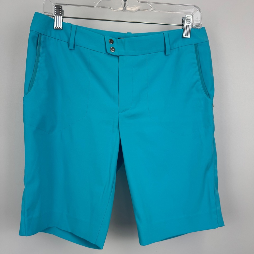 RLX Ralph Lauren Womens Turquoise Blue Golf Shorts Performance Size 4 Stretch